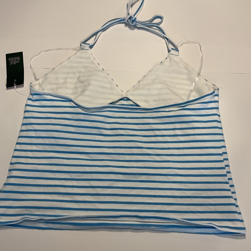 ❤️3/$15 Wild Fable Blue and White Striped Top Size L (NWT) - Picture 2 of 5
